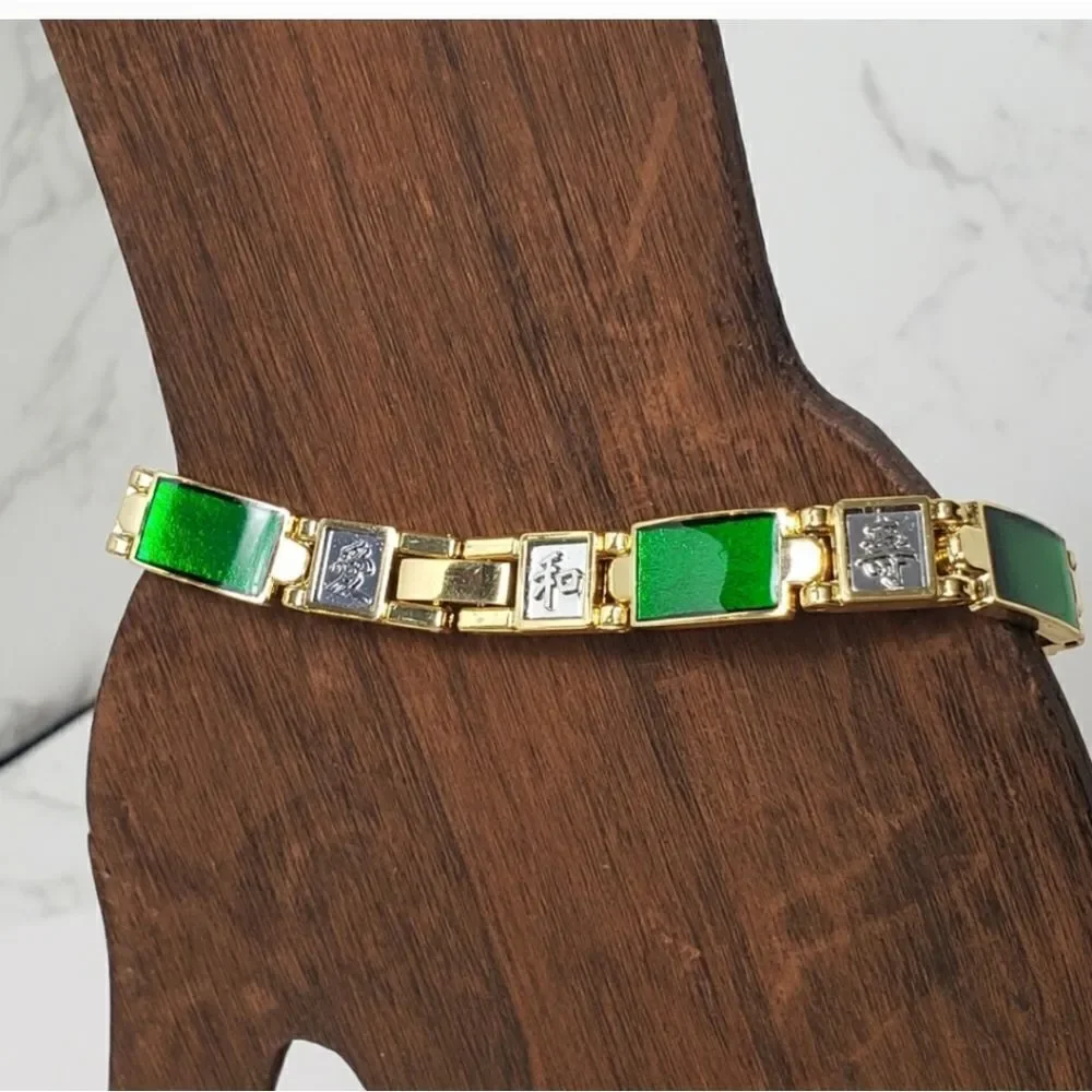 ASIAN Enameled Link Bracelet Chinese Jewelry